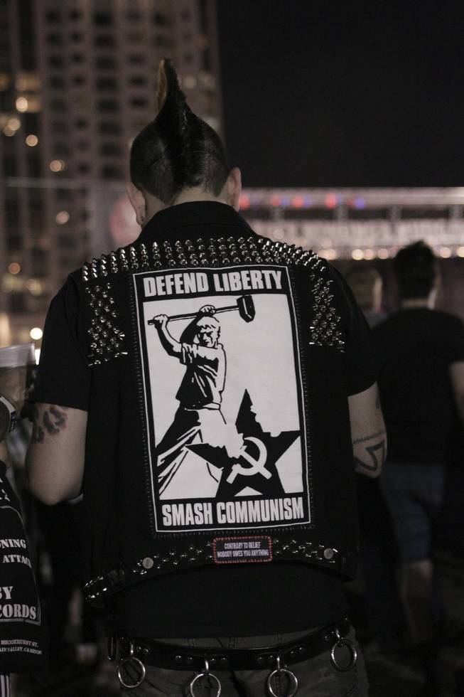 A fan with a mohawk and a customized vest at the Punk Rock Bowling & Music Festival, Sunday, May 26, 2013.