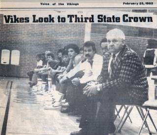 Bill Bobier with the 1982 Valley High boys basketball team.