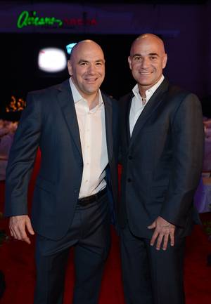 Inductees Dana White and Andre Agassi attend the induction ceremony for the 2013 Southern Nevada Sports Hall of Fame at The Orleans Arena on Friday, May 31, 2013.