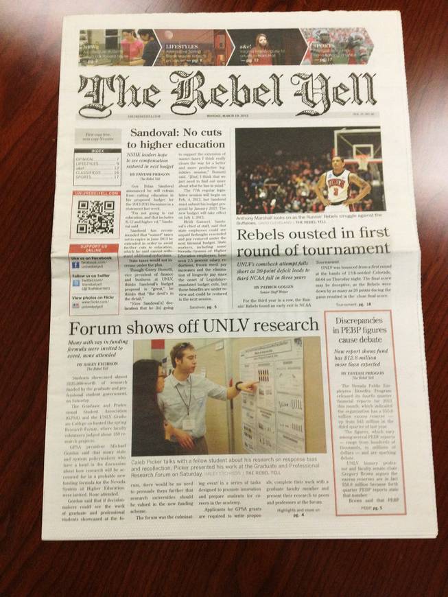 An issue of The Rebel Yell, UNLV's student newspaper.