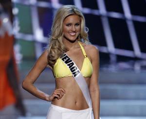 2013 Miss Nevada USA Chelsea Caswell is seen during the swimsuit portion of the 2013 Miss USA Pageant on Sunday, June 16, 2013, at Planet Hollywood.