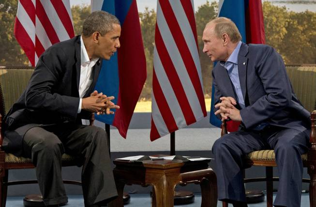 President Barack Obama meets with Russian President Vladimir Putin in Enniskillen, Northern Ireland, Monday, June 17, 2013. Putin, skilled at keeping several steps ahead of his adversaries, announced that he would not retaliate in kind against the Obama administration for imposing new sanctions and expelling Russian diplomats from the United States.