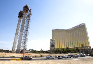 A view of SkyVue observation wheel under construction near Mandalay Bay Tuesday, July 2, 2013.
