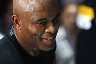 Anderson Silva smiles during a workout for the media Wednesday, July 3, 2013 in advance of UFC 162.