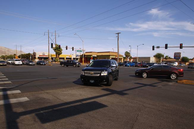 This is the intersection of Stewart Avenue and Nellis Boulevard July 9, 2013.