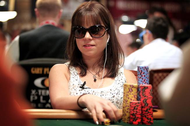 Annette Obrestad plays during the World Series of Poker Main Event on Thursday, July 11, 2013.