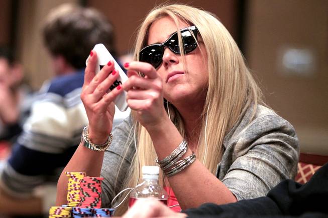 Lauren Kling plays during the World Series of Poker Main Event on Thursday, July 11, 2013.