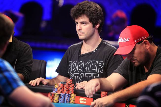 Max Steinberg plays during the World Series of Poker Main Event on Thursday, July 11, 2013.