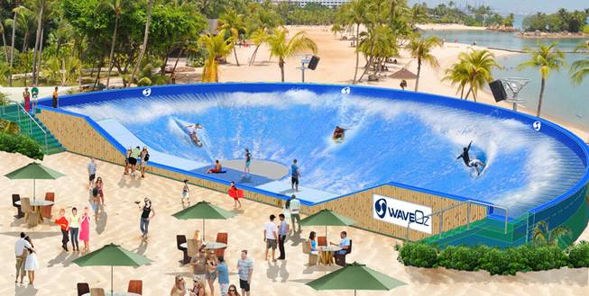A wave pool rendering of 'Wave Oz' at Vegas Extreme,  a newly proposed extreme sports attraction for the Strip. The rendering was designed by M-Rad, of Los Angeles. 
