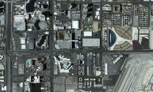 Google earth view rendering of 'Vegas Extreme,'  a newly proposed extreme sports attraction for the Strip. The rendering was designed by M-Rad, of Los Angeles. 