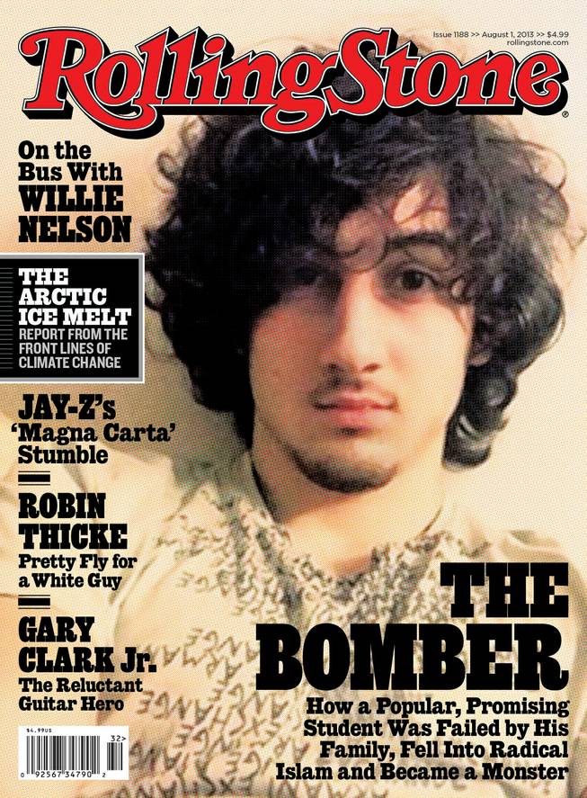 In this magazine cover image released by Wenner Media, Boston Marathon bombing suspect  Dzhokhar Tsarnaev appears on the cover of the Aug. 1, 2013, issue of "Rolling Stone."
