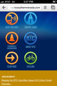 The Regional Transportation Commission's mobile optimized homepage
