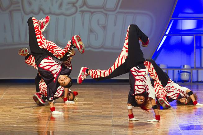 "J.B. Star Jr." of Japan competes in the junior division during the World Hip Hop Championships at the Orleans Arena Sunday, Aug. 11, 2013. Teams from 43 countries competed in the event.