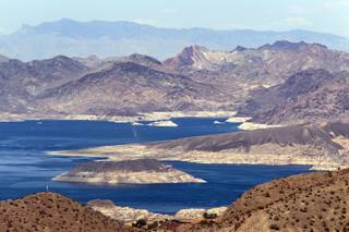 Lake Mead National Recreation Area seen from Boulder City on Tuesday, August 13, 2013.