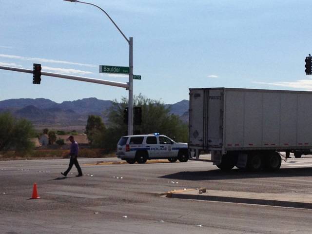 Henderson Police investigate reports of an officer involved shooting at Boulder Highway and College Drive, Tuesday, Aug. 20, 2013.