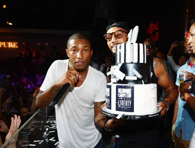 Pharrell Williams and Swizz Beatz celebrate at Pure in Caesars ...