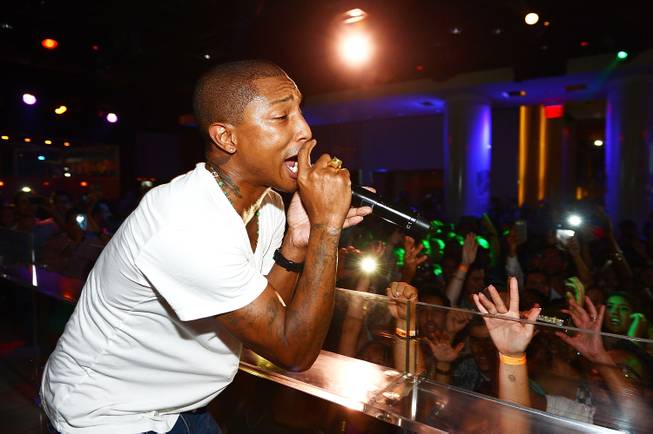 Pharrell Williams performs at Pure in Caesars Palace on Wednesday, ...