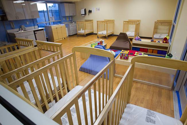 A room for infants and toddlers is shown following a grand opening ceremony for the 9th Bridge School in downtown Las Vegas Tuesday, Aug. 27, 2013. The private school/early childhood learning center, part of the Downtown Project, opened August 26 with infants through kindergarten students and will gradually add grades.