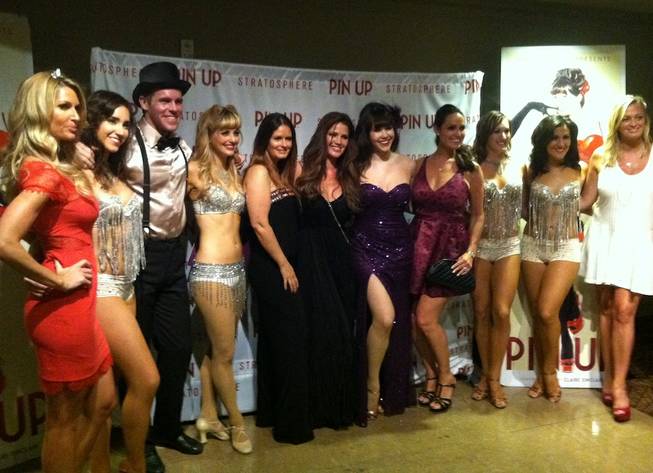 Claire Sinclair, fifth from right, and her Playboy Playmate friends at her show "Pin Up" at the Stratosphere.