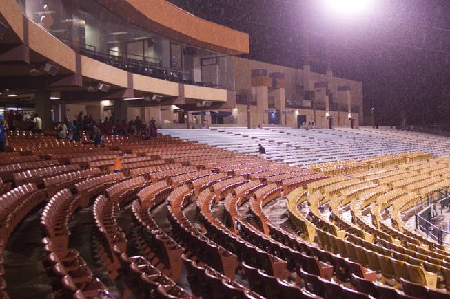 Heavy rain started coming down as fans cleared Cashman Field after the 51s claimed the Pacific Coast League Southern Division title beating Tuscan 8-6, Saturday, Aug. 31, 2013.