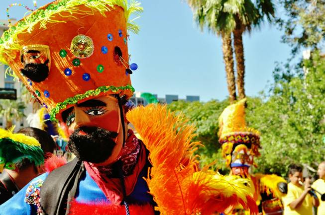 A matachin dancer performs during the Fiesta Las Vegas parade Sept. 15, 2012.