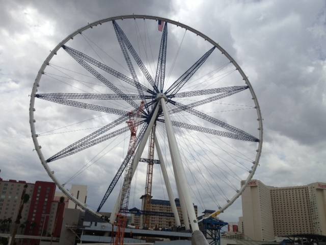 The final piece of the wheel section of the High Roller observation wheel on the Las Vegas Strip was set into place Tuesday, Sept. 10, 2013.