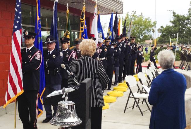 More than 100 firefighters, police officers and residents attended a local remembrance and tribute to the victims of the Sept. 11 terrorist attacks at Las Vegas Fire Station Five Wednesday, Sept. 11, 2013.