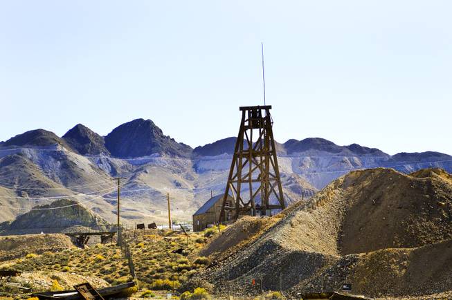 A mine stands above the Tonopah Historic Mining Park on Sept. 19, 2013.