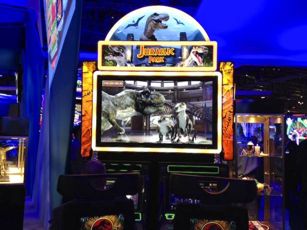 New Jurassic Park slot machine at the 2013 G2E convention.