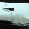 There was snow and reduced visibility west of Elko on Sept. 26, 2013, as seen in this picture out the windshield of a passenger van.