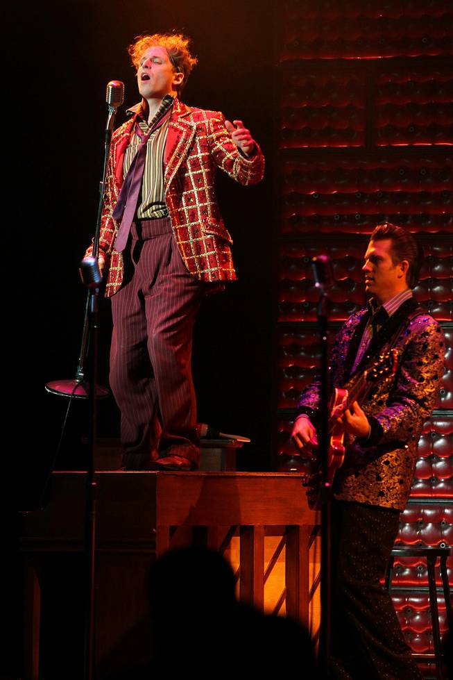 Martin Kaye performs as Jerry Lee Lewis during the Million Dollar Quartet show at Harrah's Tuesday, Oct. 1, 2013.