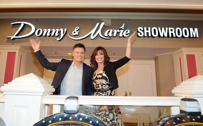 Donny Osmond and Marie Osmond celebrate the renaming of their showroom to Donny & Marie Showroom at Flamingo Las Vegas on Wednesday, Oct. 2, 2013.

