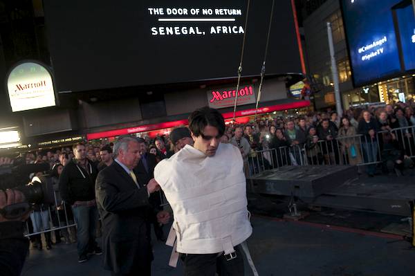 Criss Angel in Times Square in New York for his ...