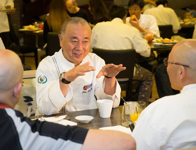 Chef Nobu Matsuhisa enjoys breakfast at his Nobu Caesars Palace on Wednesday, Nov. 9, 2013.