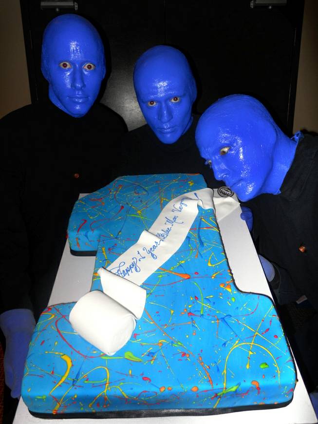 Blue Man Group celebrates their first anniversary on Thursday, Oct. 10, 2013, at Monte Carlo.