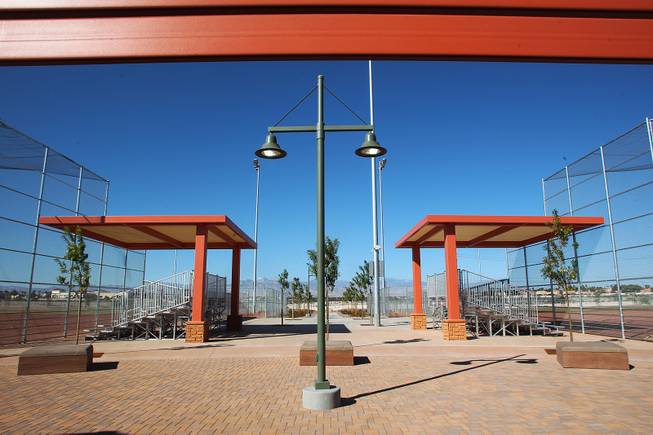 Two ball fields are seen at the soon to open Craig Ranch Park in North Las Vegas Tuesday, October 15, 2013,