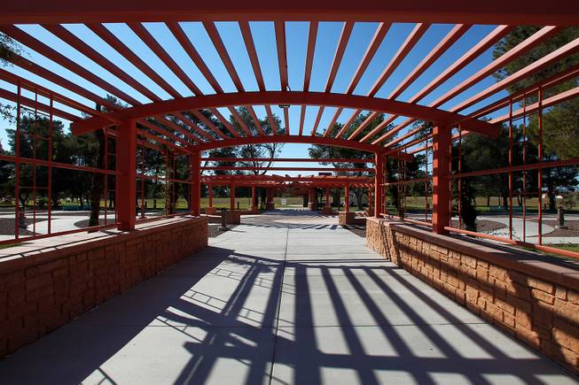 A trellis leads to the rose garden at the soon to open Craig Ranch Park in North Las Vegas Tuesday, October 15, 2013,