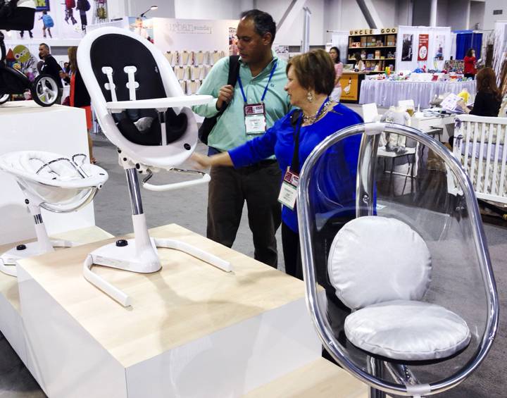 Mima, a Dutch company, introduced their Moon High Chair at the ABC Kids Expo at the Las Vegas Convention Center, Tuesday, Oct. 15, 2013.