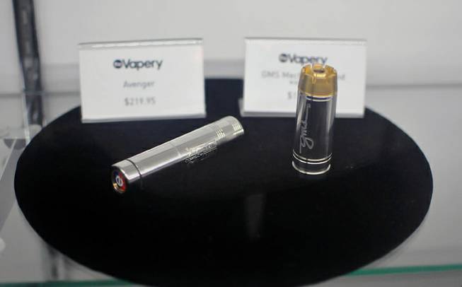 A $219 e-cigarette called The Avenger is on display at The Vapery, a local vapor shop located at 8060 S. Rainbow Road, on Friday, Oct. 11, 2013. The rise in e-cigarette use among young adults and teenagers is a growing concern among health officials, who have long waged a public health campaign against smoking.