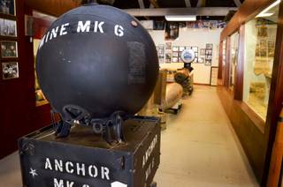 An inert MK 6 mine, which would be moored to the sea floor, sits in the Hawthorne Ordnance Museum, Wednesday, Oct. 23, 2013. This type of mine was used by the U.S. Navy starting in World War I and was in service through the 1970s.