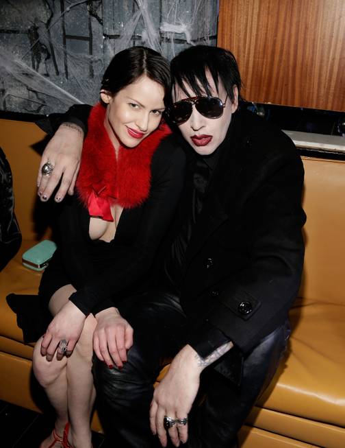 Marilyn Manson, with fiancee Lindsay Usich, hosts a Halloween party ...