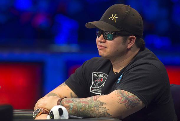 Jay Farber, 29, a Las Vegas VIP Host originally from Santa Barbara, Calif., competes during the final table of the World Series of Poker $10,000 buy-in no-limit Texas Hold 'Em tournament at the Rio Monday, Nov. 4, 2013.
