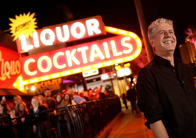 Anthony Bourdain films his CNN series “Parts Unknown” at Atomic Liquors on Sunday, Nov. 10, 2013, in downtown Las Vegas.