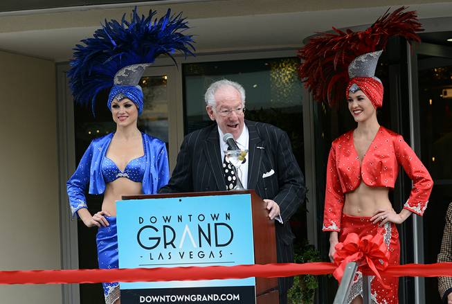 Former Mayor Oscar B. Goodman speaks at the official ribbon-cutting ceremony of the Downtown Grand Las Vegas on Tuesday, Nov. 12, 2013, at 2:15 p.m., or (11/12/13/14/15).