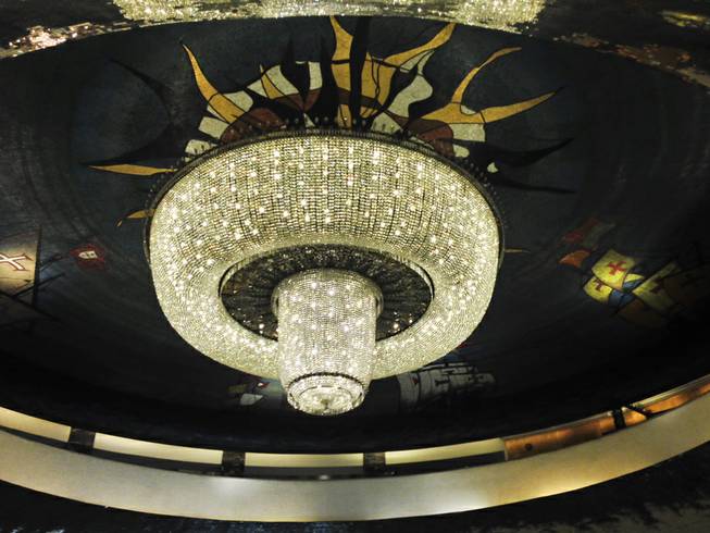A chandelier in the lobby of Casino Lisboa, which opened in 1970 by.Stanley Ho.
