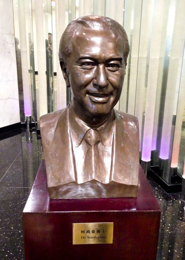 A bust of Stanley Ho who opened the Lisboa Casino, which opened in 1970.
