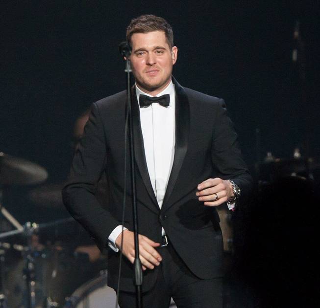 Michael Buble performs at MGM Grand Garden Arena on Saturday, Nov. 23, 2013, in Las Vegas.