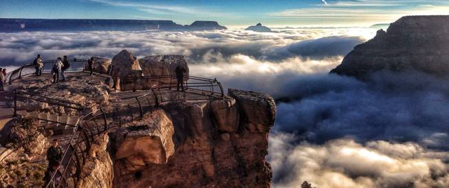 This is a photo of the recent inversion in the Grand Canyon taken from Mather Point. National Park Service photo by Erin Whittaker