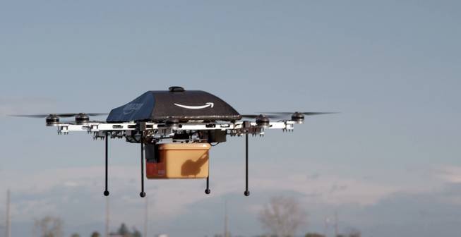This undated image provided by Amazon.com shows the so-called Prime Air unmanned aircraft project that Amazon is working on in its research and development labs. 