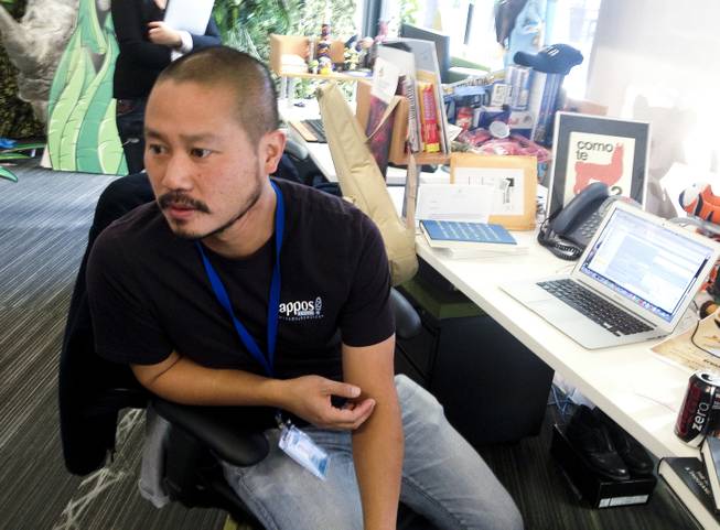 Tony Hsieh at Zappos’ headquarters in downtown Las Vegas on Cyber Monday, Dec. 2, 2013.